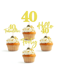 24 piezas Decoración para pastelitos de cumpleaños número 40. Decoración para pastelitos con diseño "40 y fabuloso".
