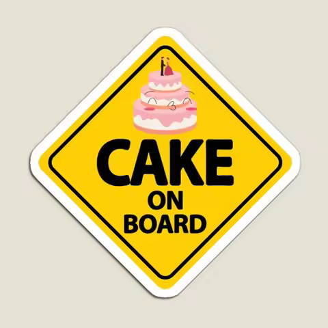 Wedding Cake On Board Car Sign Magnet Holder Refrigerator Cute for Fridge Organizer Baby Children St