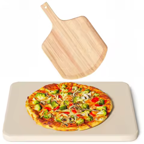 1/2 PCS Round Pizza Stone Set, 12" Pizza Stone for Oven Pizza Peel Pizza Cutter Baking Stone for Piz