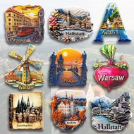 1pc Resin Refrigerator Magnet, Poland, Austria, Czech Landmarks Of Krakow, Hallstatt, Prague, Travel