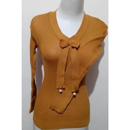 Atasan Rajut Pita/Atasan Wanita Korean style/ Baju Wanita kekinian Tangan panjang/Atasan rajut impor