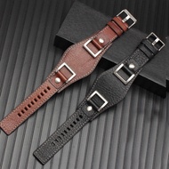 24MM Black Brown Cowhide Leather Watch Strap Band For FOSSIL JR1157 Watches