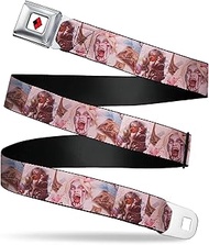 DC Comics Belt, Seatbelt Buckle, Harley Quinn DCeased Variant Cover Pose Blocks