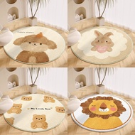 MA Cartoon Round Imitation Cashmere Carpet Bedroom Bed Children's Room Small Animal Bed Mat Wear Res