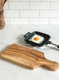 手工橄欖木長柄砧板・早餐盤・自然原木餐具