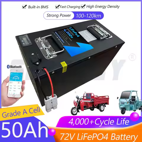 72V 50Ah Lithium Iron LiFePo4 Battery Bluetooth BMS APP for 5000W Electric Motorcycle Forklift Crane