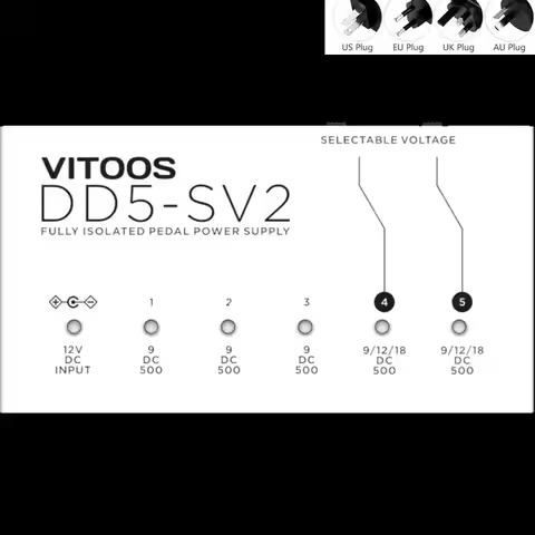 VITOOS DD5-SV2 effect pedal power supply fully isolated Filter ripple Noise reduction High Power Dig