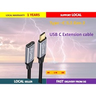 WIN PD 100W USB C Extension Cable Type C3.2 Gen 2 Male to Female Extender Data Cord for Cellphone La