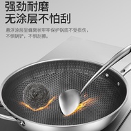 M-8/ Factory Direct Sales Full Screen304Stainless Steel Wok Non-Stick Pan Uncoated Peak Nest Frying Pan Stainless Steel