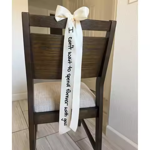 Personalized Reserved Seating Wedding Chair Ribbon Satin Ribbon Tag Bride Groom Name Place Cards for