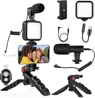 Vlogging Kit, Compatible Video Vlog Kit with Microphone LED Light Tripod, Remote Control, YouTube Ki