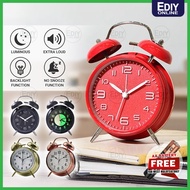 4"Classic Retro Quartz Alarm Clock Loud Sound Twin Bell Analogue Desk Bed Home Office Jam Tidur Loce