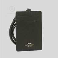 Cozylife Coach ID Lanyard In Crossgrain leather Black 57311