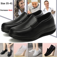 Nurse Shoes White Leather Wedge Sneakers Slip on Nurse Shoes Black Nurse Shoes White Heel Slimming S
