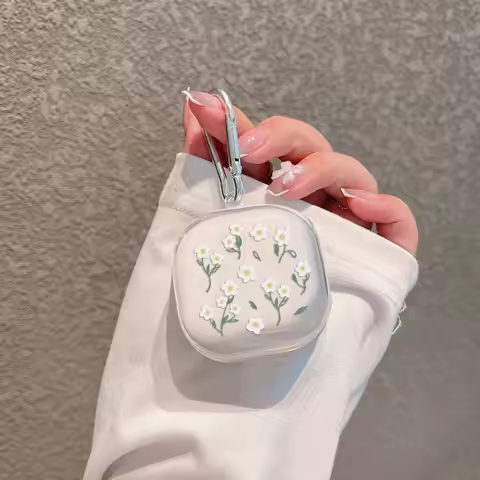 Simple white flowers For Samsung Galaxy Buds FE/2/Pro/live Soft Silicone transparent Cover buds2 pro