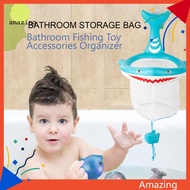 [AM] Bath Toy Bag Large Capacity Mesh Pouch Cartoon Dinosaur Shark Fishnet Storage Portable Bathroom Fishing Toy Accessories Organizer Baby Supplies