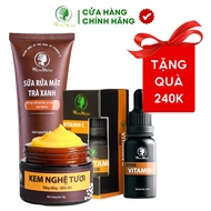 Skin Whitening, Melasma Prevention Combo 1 Facial Cleanser 70g + 1 Vitamin C Serum 20ml + 1 Fresh Tu