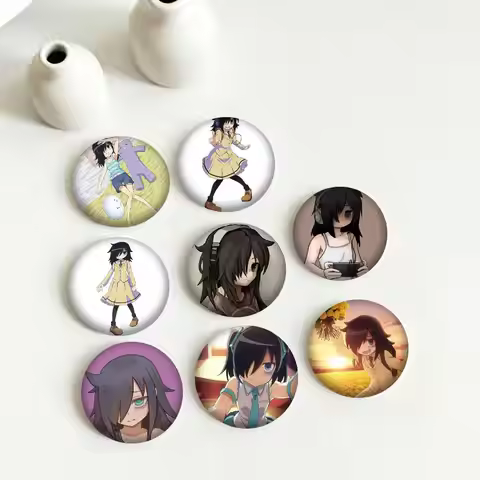 W-Watamote Tomoko Kuroki 25 32 44 58 75mm Badges Personalized Round Brooches Pins Accessory Gift