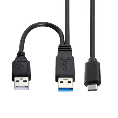 JoniSerl ype-C USB 3.0 Power Y Cable, Dual USB3.0 Data & USB2.0 Power A Male to USB-C USB 3.0 Cable 