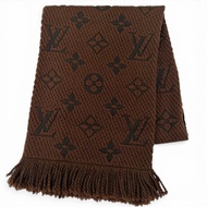 成色極佳☆LOUIS VUITTON413287 Logomania 羊毛絲巾ブラウン義大利製 正品 女士