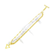 ake ake  The Sanctuary of Zeus Multi-chain Bracelet - 24 Karat Gold Decorated -  Howlite with White 