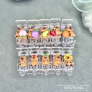 Set 5/10 Kẹp Càng Cua Capybara 3 Răng 5 Răng Đính Charm Màu Hồng Không Gãy Không Đau Tóc Phụ Kiện Tó