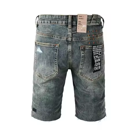 New Fashion KSUBI Denim shorts Men Trend Elastic Vintage wash Jeans American High Street Hip Hop Hol