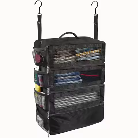 Suitcase Organizer High-capacity Travel Luggage Organizer Hanging Shelve Packing Cube Closet Collaps