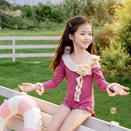 [7-23kg] New girls one-piece swimsuit cute solid color sun-protective slimming suitable HOT springs 