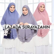 [Berdagu] Khimar Berdagu  3 Layer Awning Scuba/ Tudung Sarung Labuh Hitam 3 Layer / Khimar Haji Umra