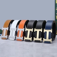 H Buckle Belt Men Pure Cowhide Letter Belt H Head Medium Youth Men Women Belt Fashion Casual Trendy 