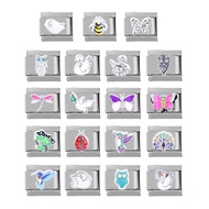 304 Stainless Steel DIY Charm Bracelet Swan Butterfly Little Bee Module italy charms Stainless Steel