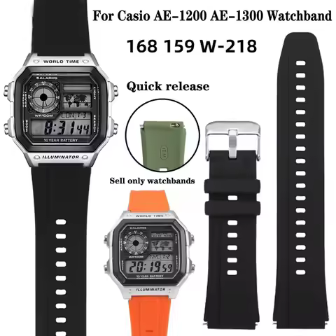 Quick Release Rubber Watchband For Casio AE1200 AE-1200 AE-1200whAE-1300 A158/159 a168w/A158W GW400 