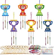 Fennoral 9 Pack Trophy Wind Chime Kit for Kids Make You Own Father's Day Craft DIY Coloring Wooden F