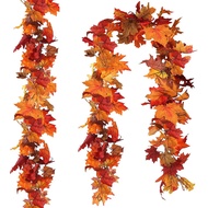 CQURE 2 Pack Fall Leaf Garland, 5.9Ft Artificial Maple Leaf Garland Fall Leaves Garland Autumn Garla