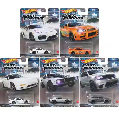 Hot Wheels Fast and Furious Cars Nissan Skyline GTR BNR34 /MAZDA RX-7 FD/PORSCHE 718 1/64 Die-cast M