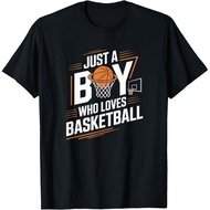 Amber's Kids and Adults 24s Just a Boy Who Loves Basketball Player Fan Sports Hoops T-shirt Cotton C