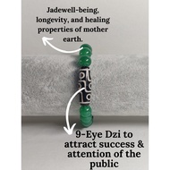 9-Eye Dzi with Jade Lucky Charm Bracelet / Feng Shui / Dragon / Freebies
