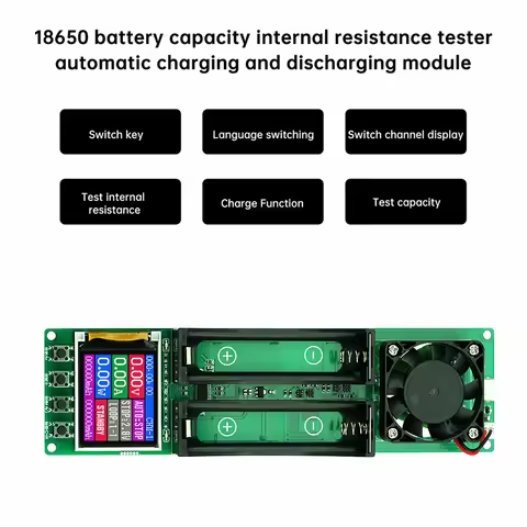2 Channel 18650 Battery Capacity Tester with Cycle Charging & DC IR Test 1A Max Auto Cut-off for Li-