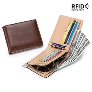 FE2 Retro short men's wallet large-capacity zipper coin purse multi-card card holder