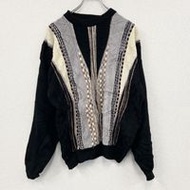 二手 00 年代 BARRAGE COOGI 風格腈綸針織毛衣，3D 立體針織，復古款，滿版印花，顏色，黑色，M 碼