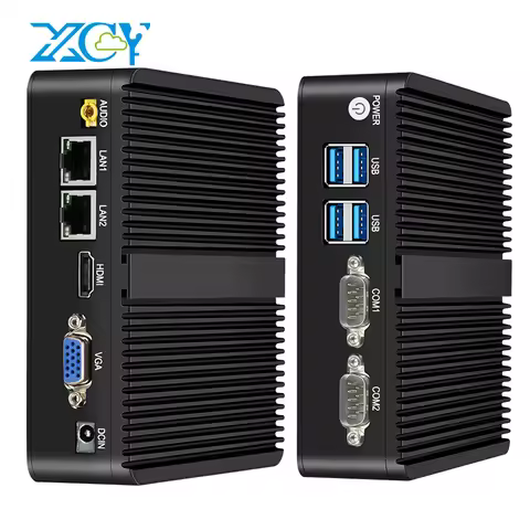 XCY Fanless Mini PC Intel Celeron J6412 N5105 2x GbE LAN 2x RS232 HDMI VGA WiFi 4G LTE Windows 10 Li