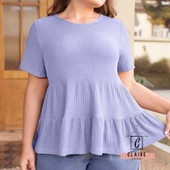 Claire PLUS SIZE Waffle Knit Ruffle Hem Blouse Fits To 3XL 31152