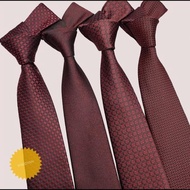 MERAH Deep Maroon Red Tie Men's Office Tie Imported Maroon Red Tie