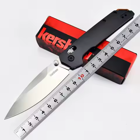KS 2038 Iridium DuraLock KVT Folding Knife D2 Steel Blade Blue Aluminum Handles Pocket Camping Knife