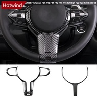 HOTWIND Carbon Fiber Car Interior Steering Wheel Cover Trim For BMW X1 X2 X3 2016-2021 F Chassis F8T