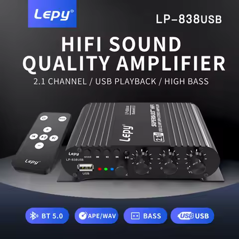 LEPY LP-838USB 2.1 Channel Amplifiers Bluetooth Hifi 12V Car Home Amp Support USB Lossless Music Pla