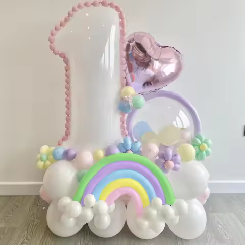 62pcs Rainbow Latex Balloons 1-9st Birthday Party Balloons for 2024 Birthday Baby Shower Wedding Par