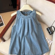 Lovito Elegant Denim Top Plain Pleated Denim Top for Women LNE74282