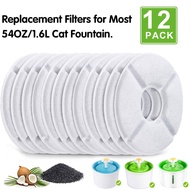 12Pcs Cat water Fountain Activated Carbon Replacement Filter for 1.6L Automatic Pet Cat Water Fountain Dog Water Dispenser